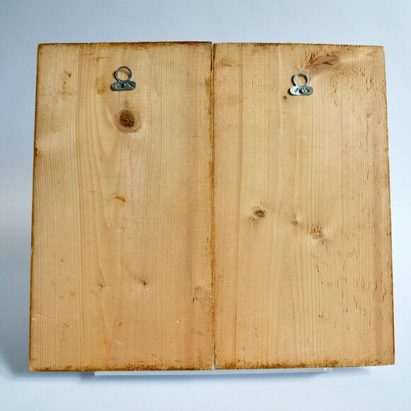 Handtooled Leather Man Woman Folk Art on Wood Wall Decor Vintage - Picture 6 of 6